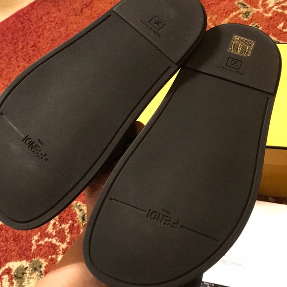 Fendi logo appliquéd printed coated canvas slides - Picture 3 of 4